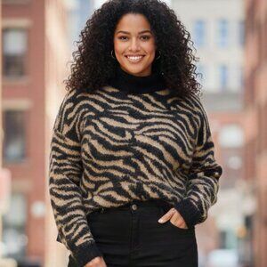 TU TAN ZEBRA PRINT SWEATER SX 24UK